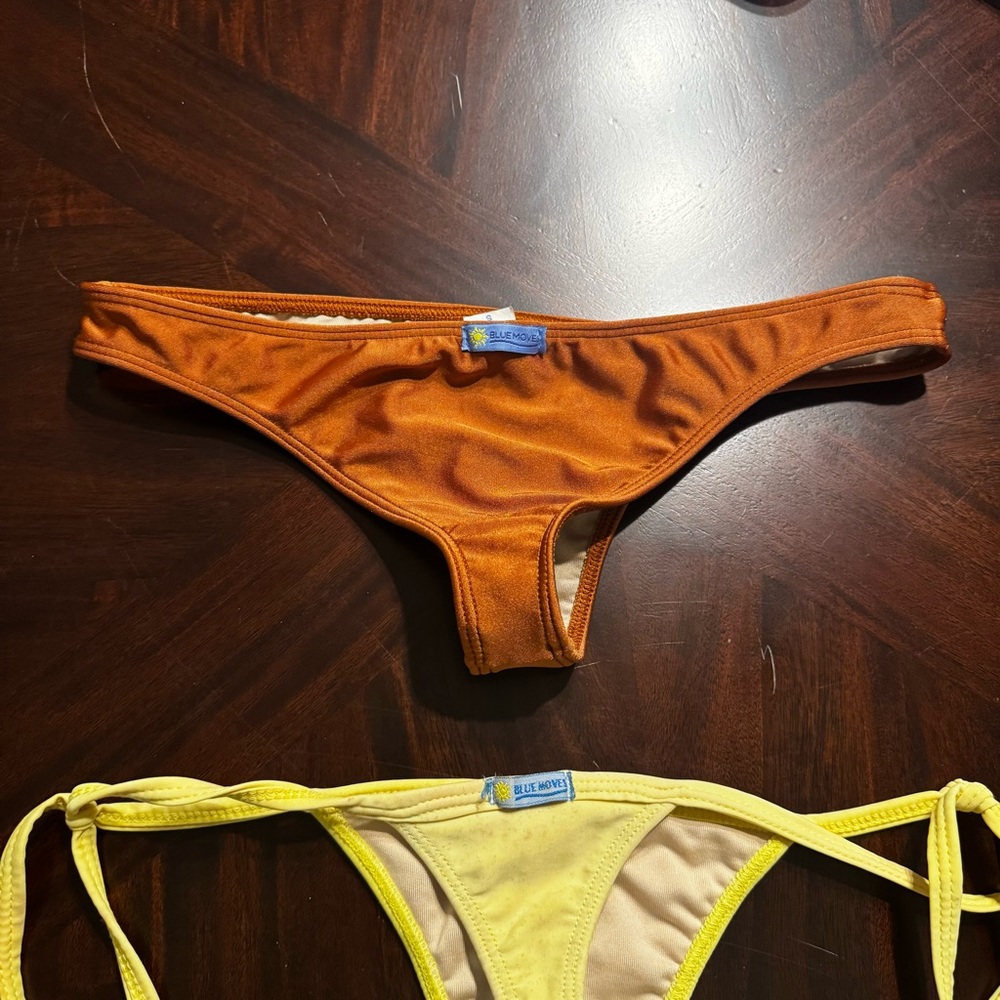Blue Moves Bikini Bottoms Lot of 2 Size Small Tie Side Yellow & Rust - Picture 5 of 12